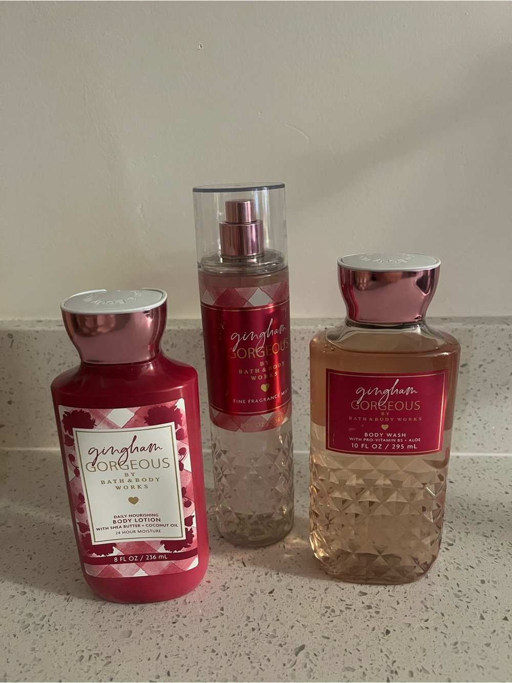 Bath & Body Works Gingham Gorgeous Body Care Trio — Rose Pink